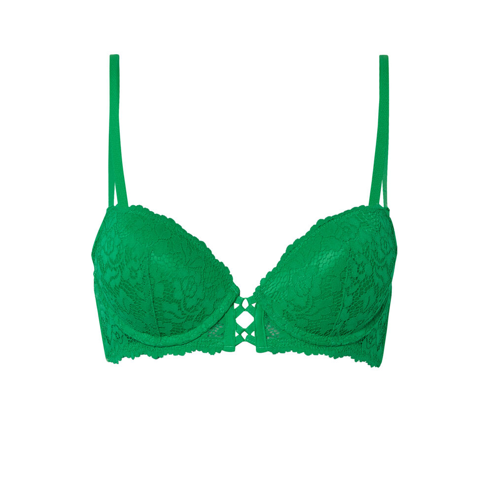 Soutien-gorge ampliforme en dentelle fleurie - vert vert.