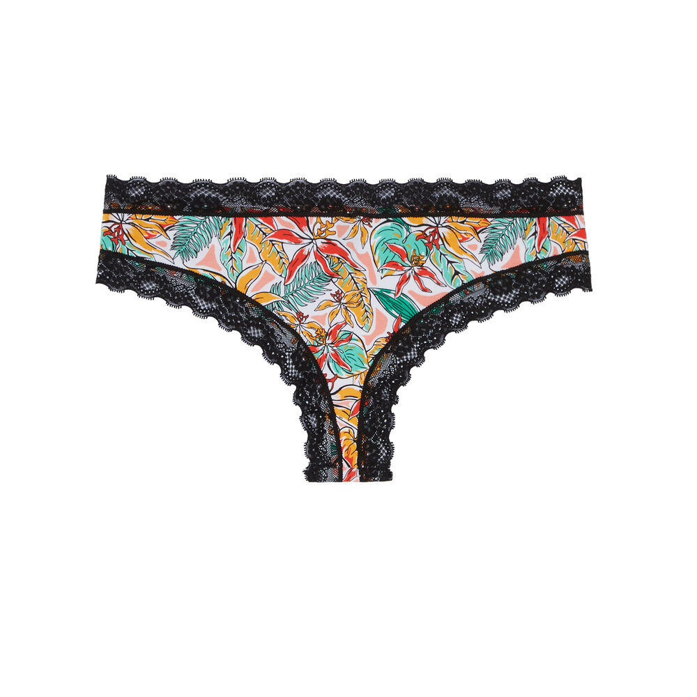 Shorty en coton à motifs palmiers - rose rose.