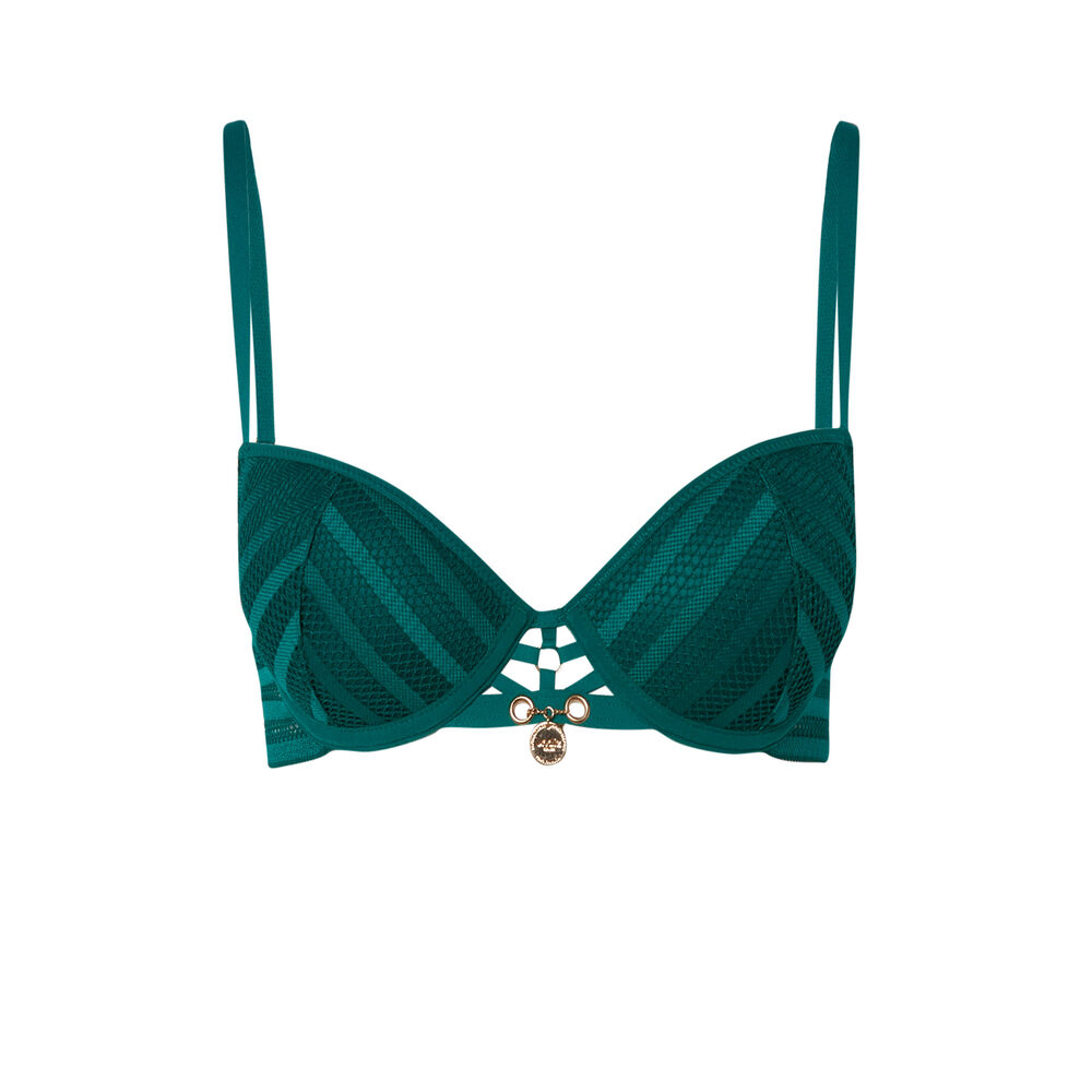 Soutien-gorge ampli en résille et liens - vert vert.