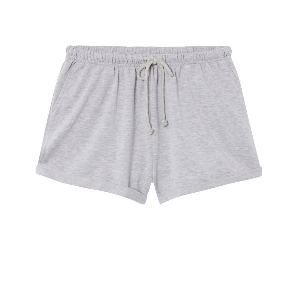 Short uni à détail cordon - gris gris.