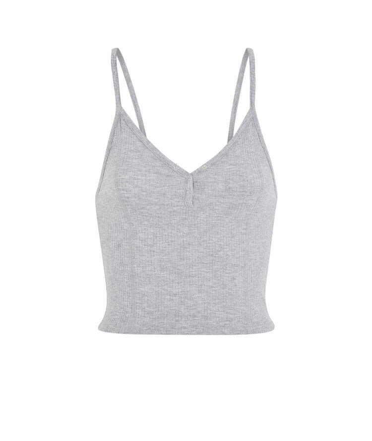 Crop top a boutons pression petitdebiz gris clair.