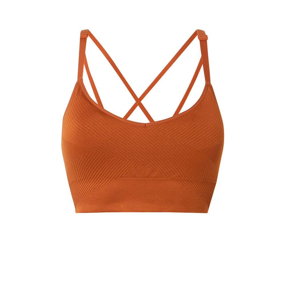 Brassière effet croisé - marron marron.