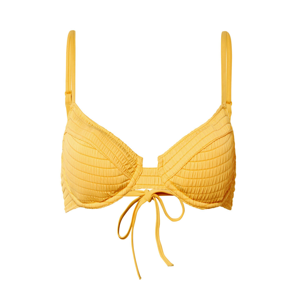 Haut de maillot corbeille effet gaufré - jaune jaune.