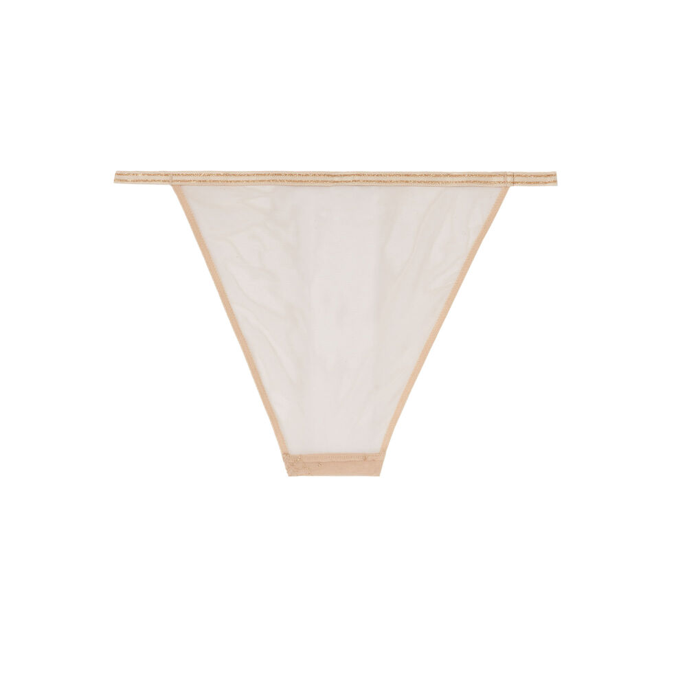 Tanga en broderie - beige beige.