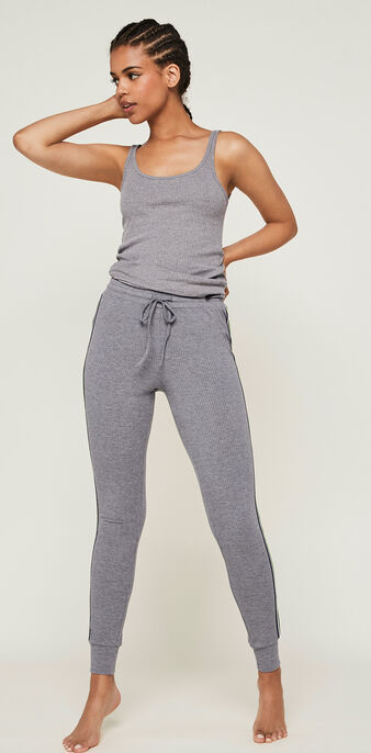 Pantalon jogging bandes laterales newazjiz gris.