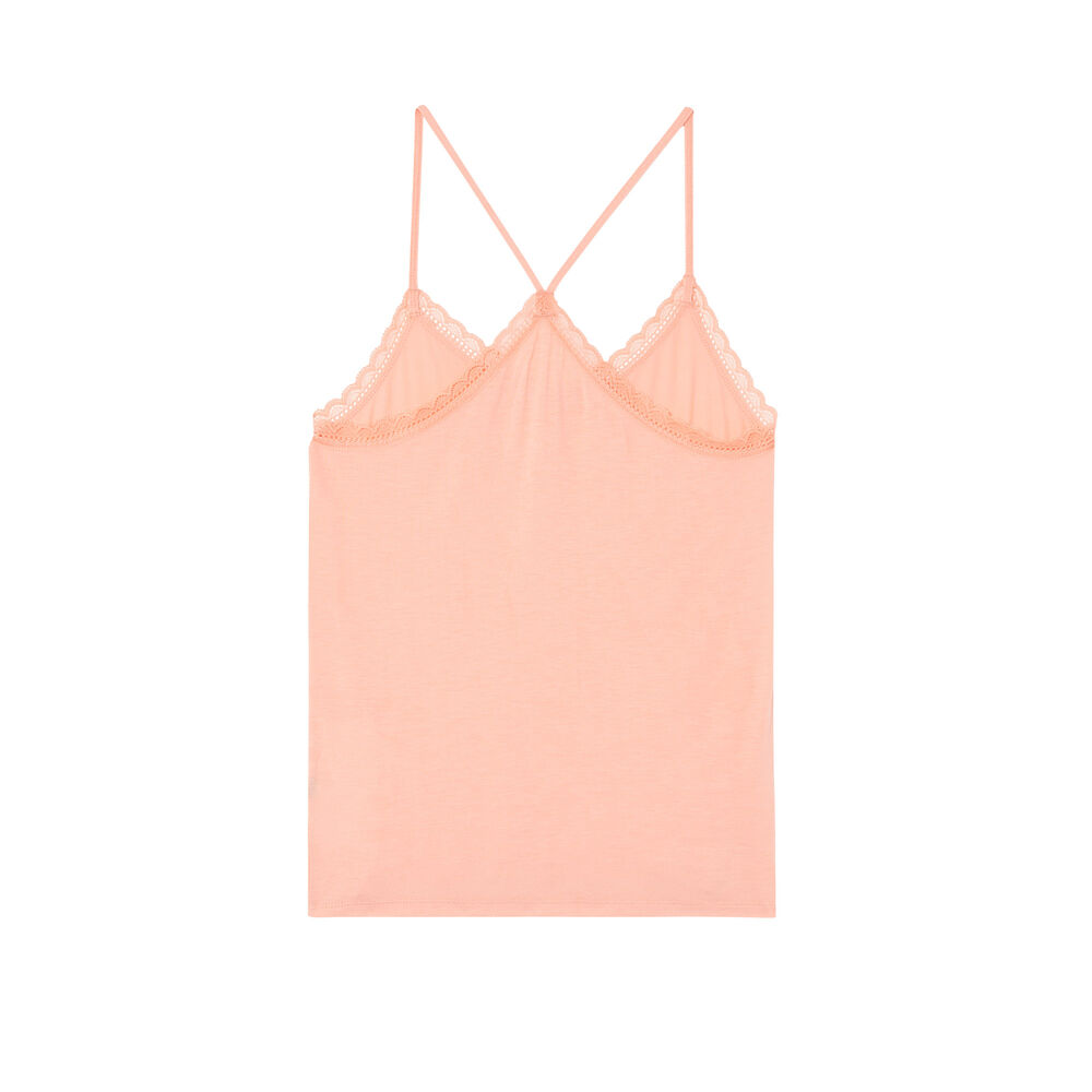 Top en jersey à fines bretelles - rose rose.