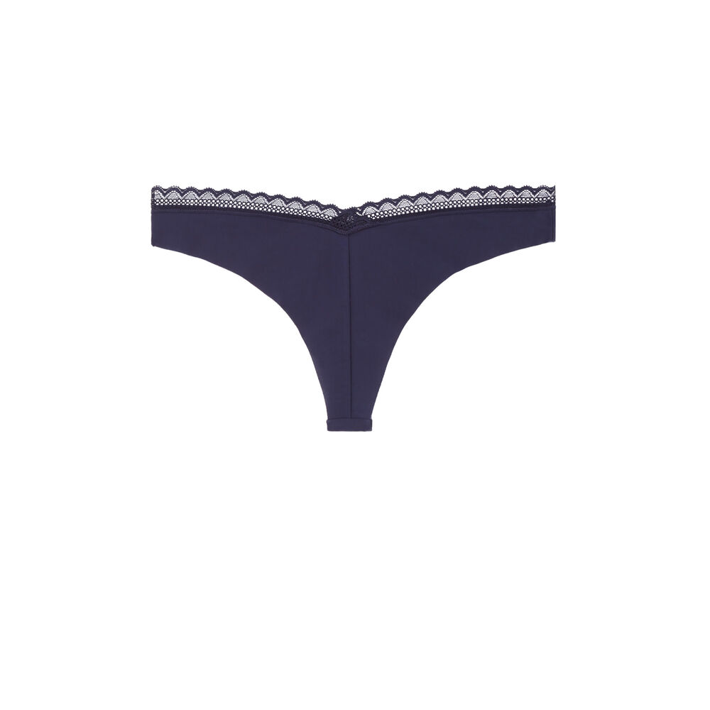 Tanga micro et dentelle - bleu bleu.