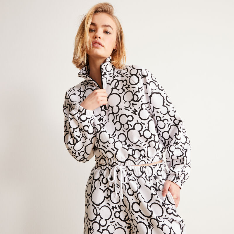 sweat zippé à imprimé tête de Mickey - blanc sweat zippé à imprimé tête de Mickey - blanc;