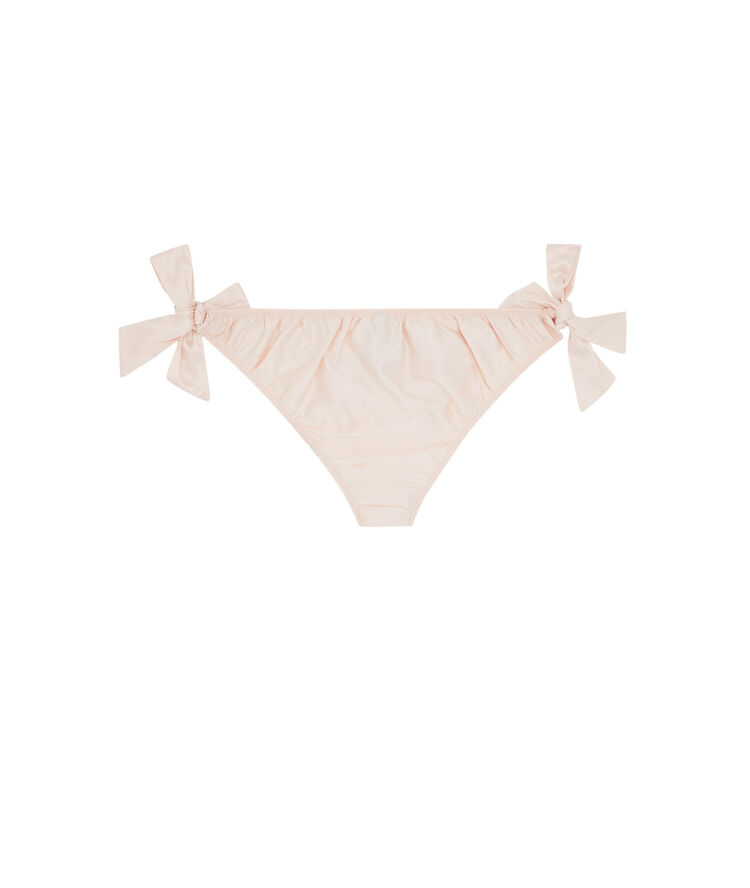 Tanga en satin à message lasvegasiz rose.