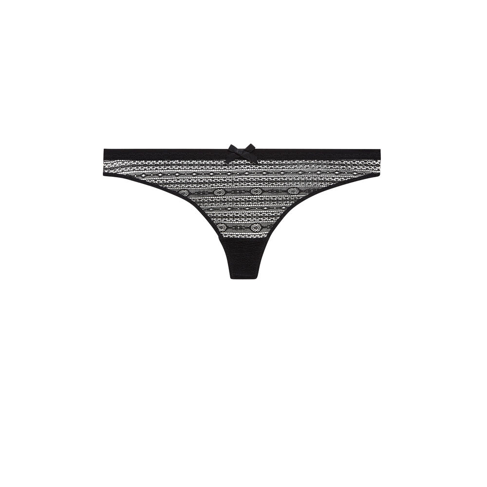 String en dentelle détail nœud - noir noir.