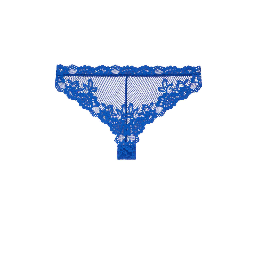 Tanga en dentelle - bleu roi bleu.