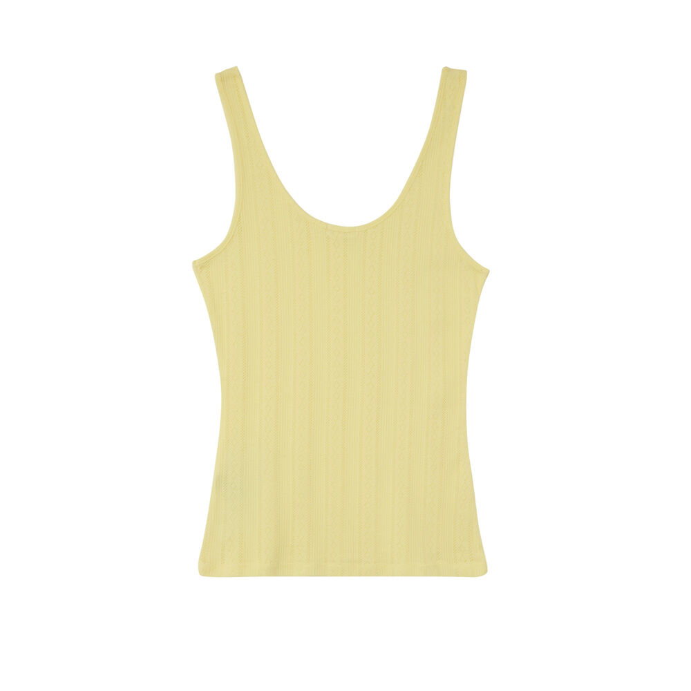 Débardeur uni maille pointelle - jaune jaune.