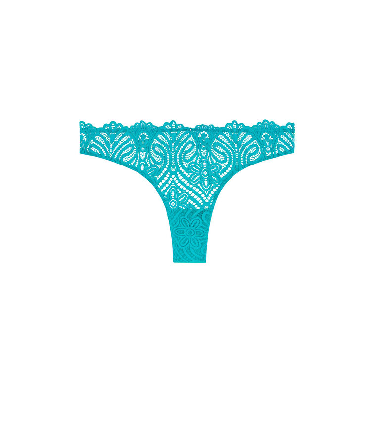 Tanga en dentelle détail bijou - bleu bleu.