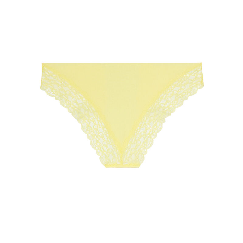 culotte en micro et dentelle - jaune culotte en micro et dentelle - jaune ;