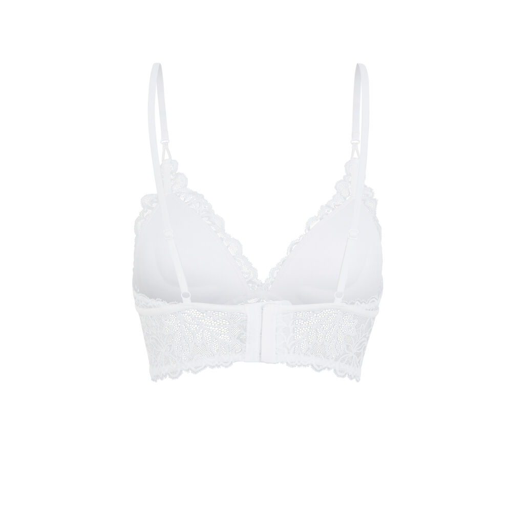 Soutien-gorge triangle push up dentelle - blanc blanc.