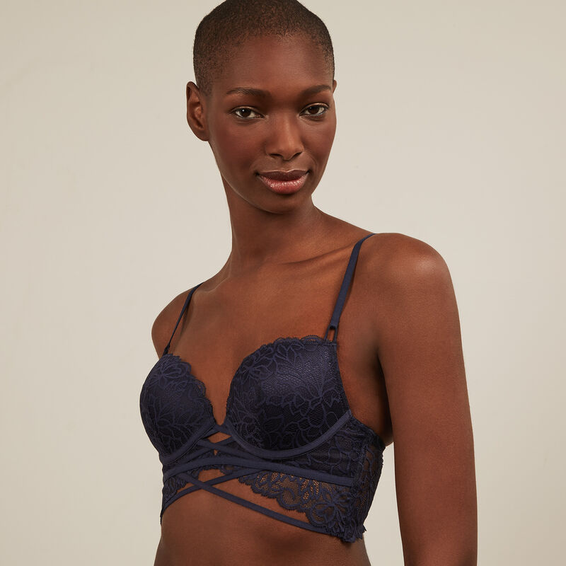 soutien-gorge push up en dentelle - bleu marine soutien-gorge push up en dentelle - bleu marine ;