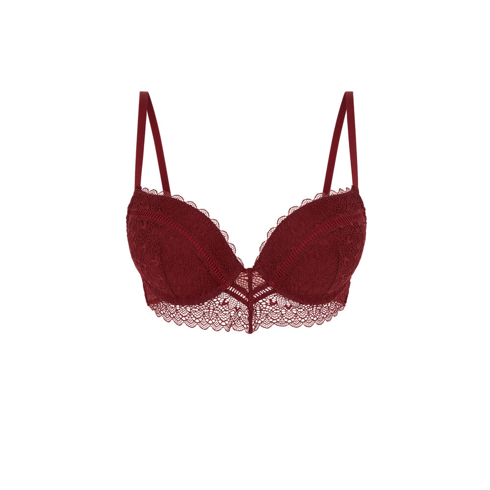 Soutien-gorge ultra push-up en dentelle - rouge rouge.