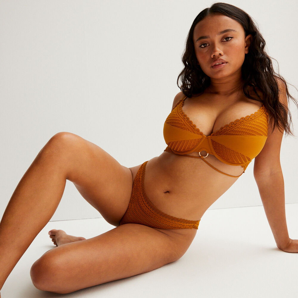 Soutien-gorge ampli aya x undiz détail anneau - caramel marron.