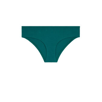 Shorty en coton bio &agrave; message bemondayiz vert for&ecirc;t.