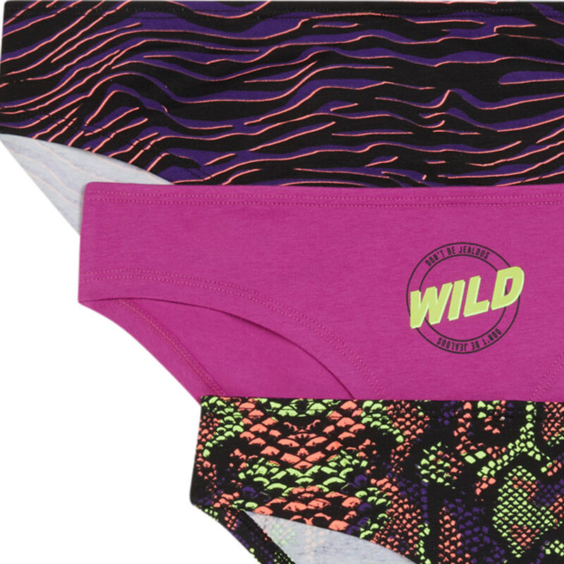 Lot de 3 culottes imprimé serpent - noir Lot de 3 culottes imprimé serpent - noir ;