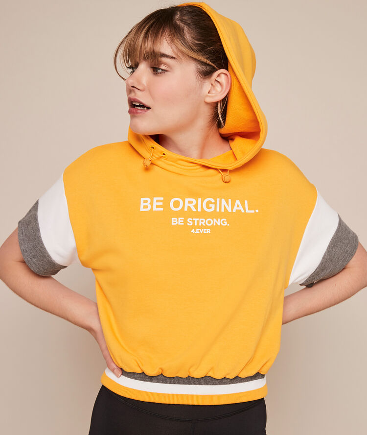 Sweatshirt sport à message basicsportiz ocre.