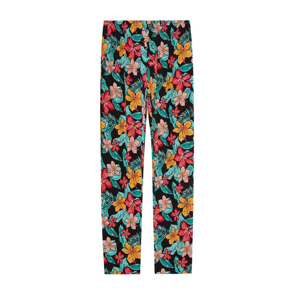 Pantalon fluide à motifs fleurs - noir noir.