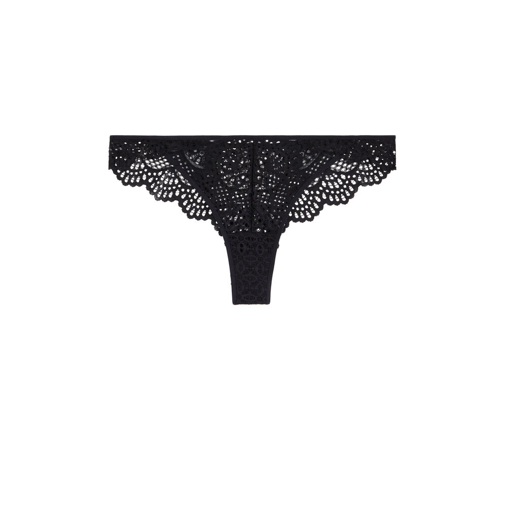 Tanga en dentelle - noir noir.