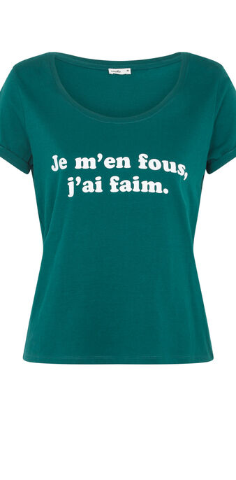 Top en jersey &agrave; message famoniz vert for&ecirc;t.