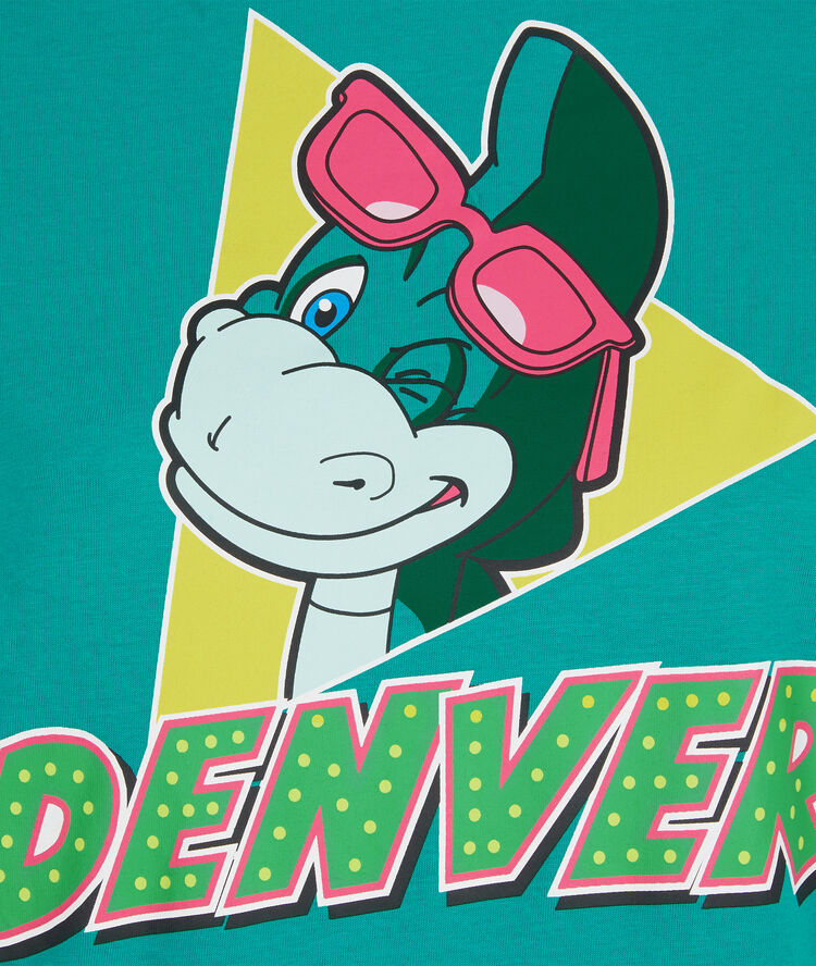 Top à manches courtes print denver denveriz bleu canard.
