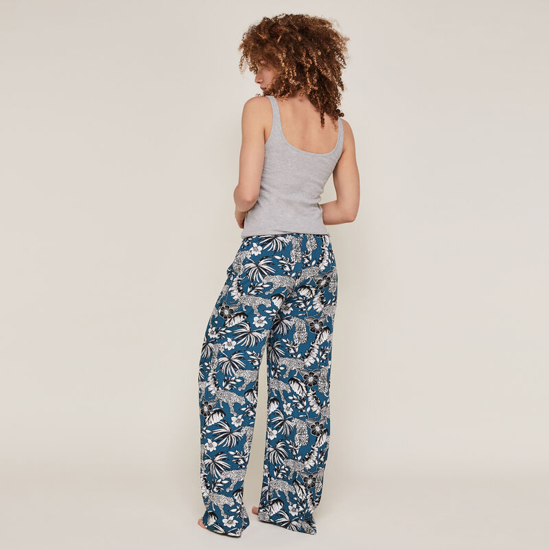 Pantalon imprimé fleuri - bleu canard Pantalon imprimé fleuri - bleu canard ;