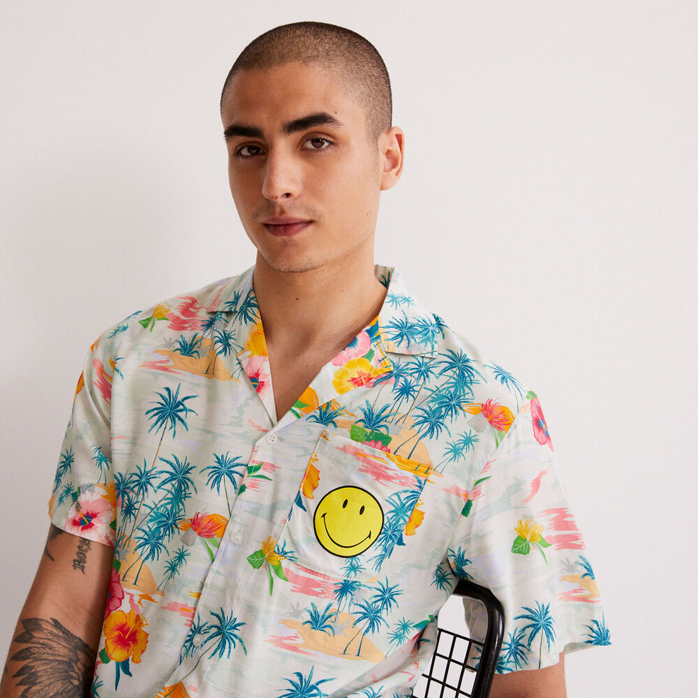 Chemise smiley® à fleurs - blanc blanc.