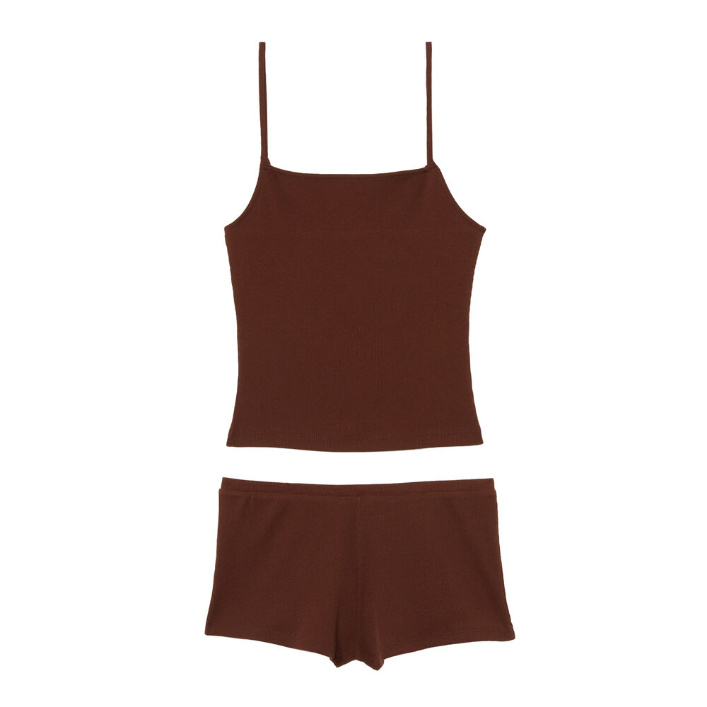 Set de pyjama uni - marron marron.