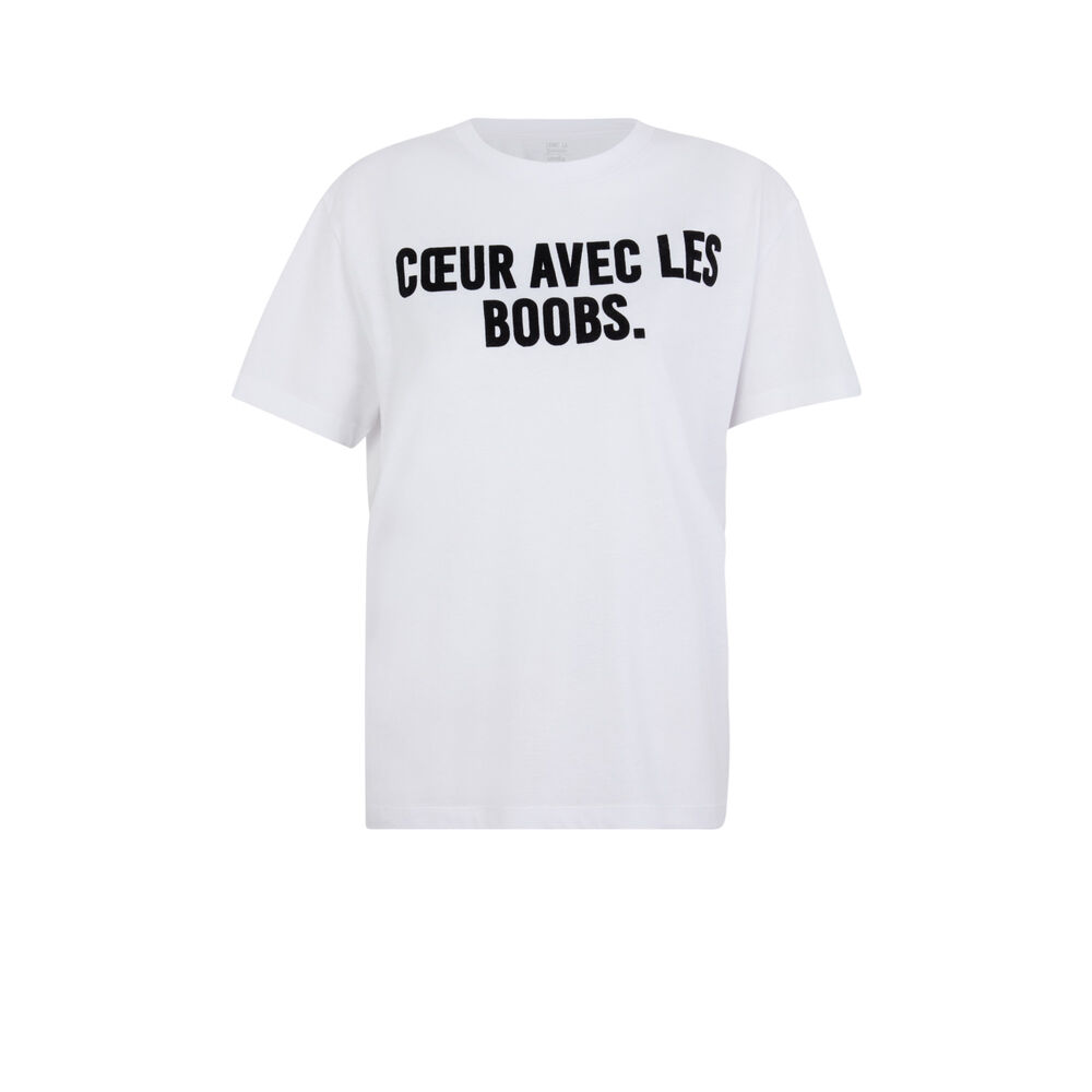 Top à manches courtes à message - blanc blanc.