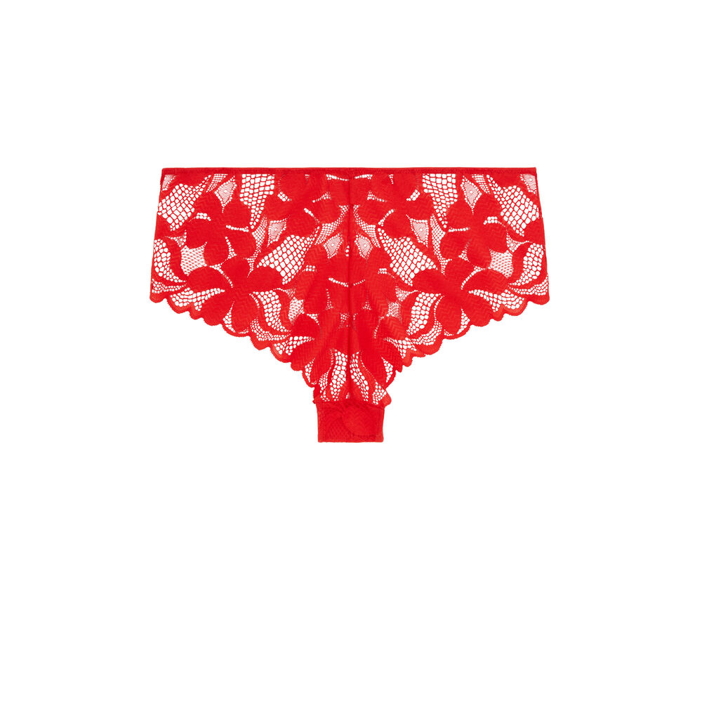 Culotte taille haute en dentelle - rouge rouge.