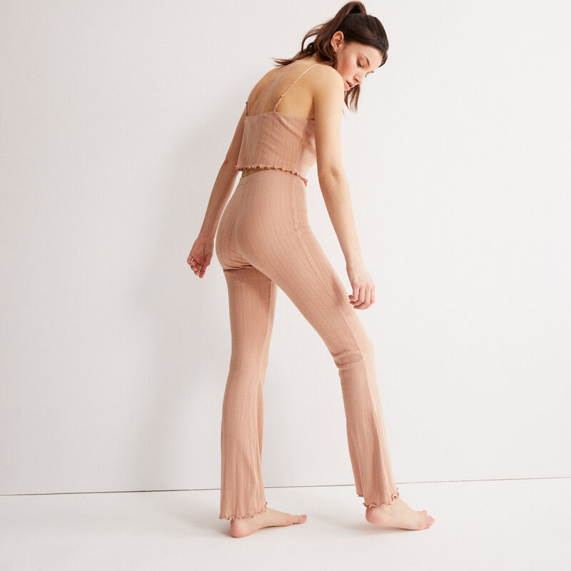 pantalon flare maille pointelle - beige nude pantalon flare maille pointelle - beige nude;