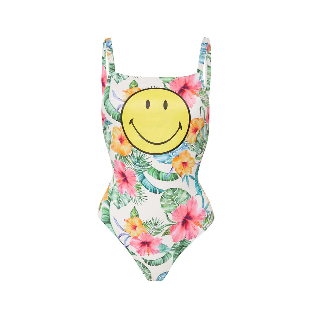Maillot 1 pièce smiley® à fleurs - écru ecru.