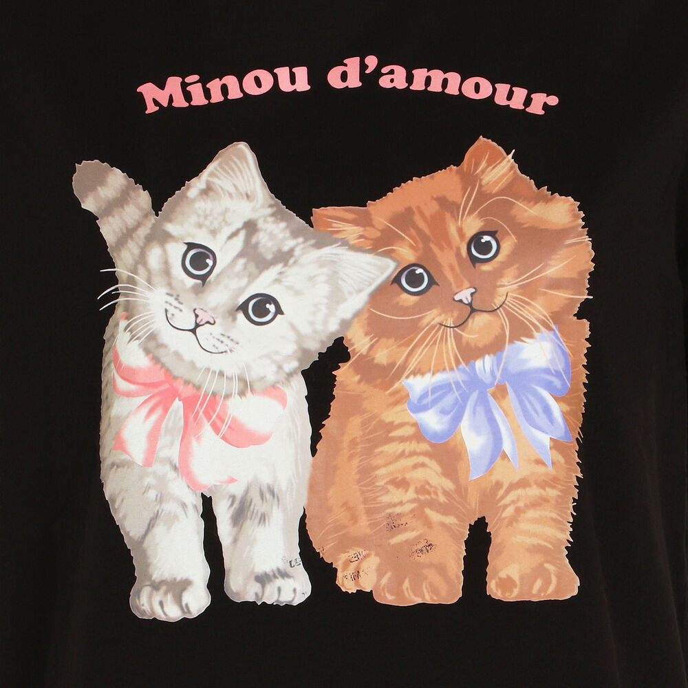 Tunique à imprimé minou d'amour - noir noir.