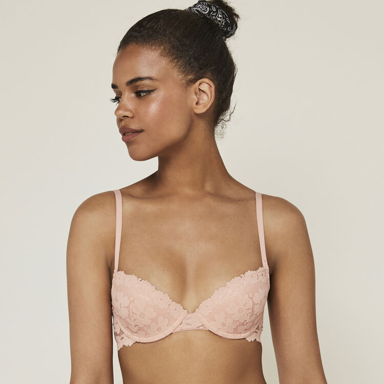 Soutien-gorge ampli dentelle detail camo coloramadiz rose poudré.