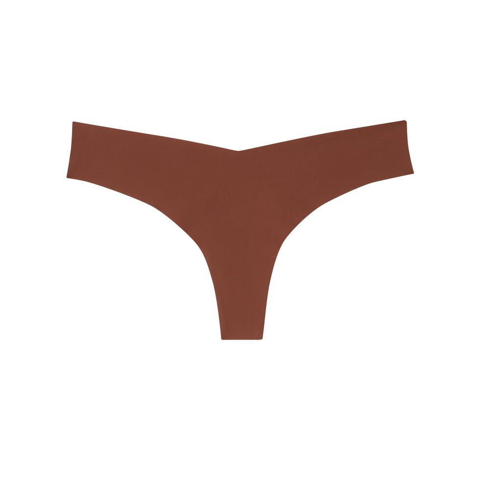 Tanga en microfibre en v - marron marron.