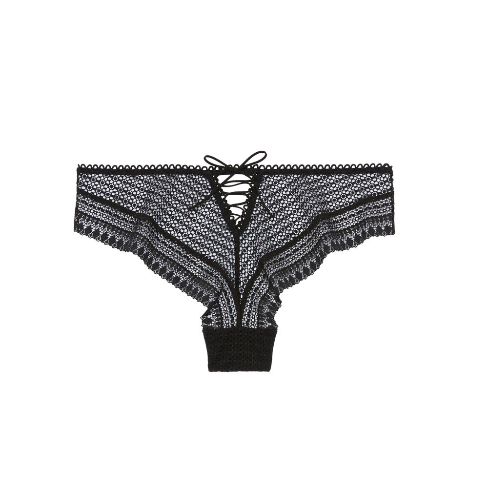 Shorty en dentelle et détails corset - noir noir.