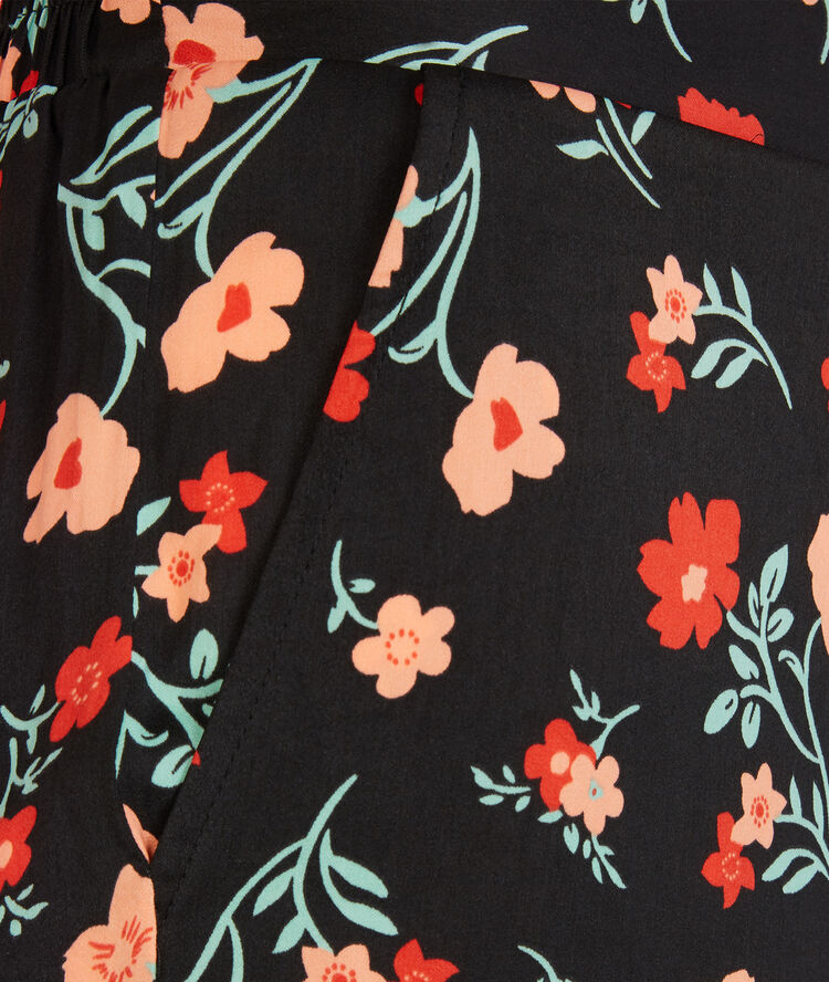 Pantalon satiné imprimé fleuri - noir noir.