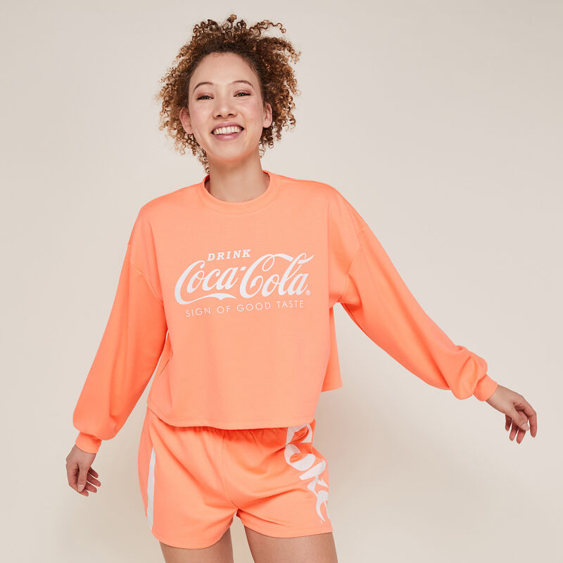 Sweat col rond coca-cola - corail fluo Sweat col rond coca-cola - corail fluo;