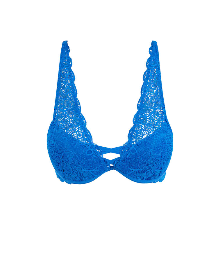 Soutien-gorge foulard push-up dentelle amoriz bleu roi.