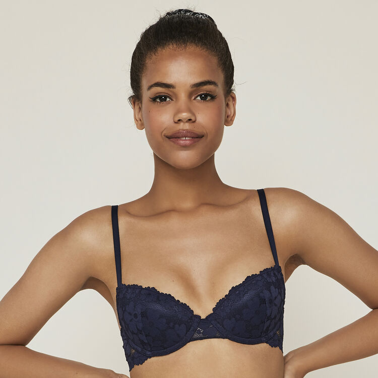 Soutien-gorge ampli dentelle detail camo coloramadiz bleu marine.