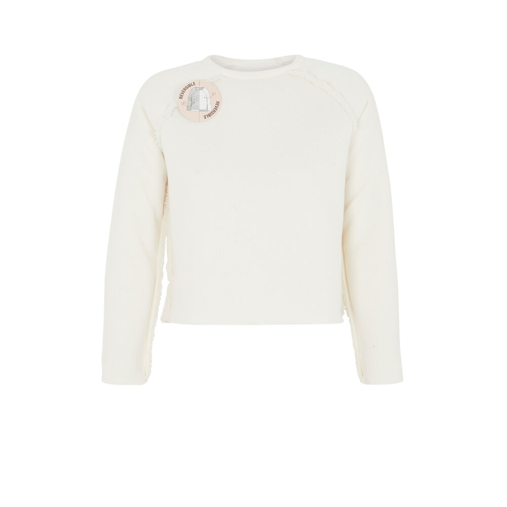 Sweat polaire réversilble sherpiz blanc cassé.