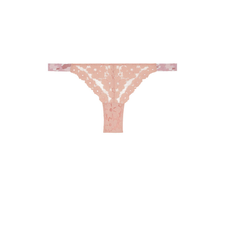Tanga dentelle detail camo coloramadiz rose poudré.