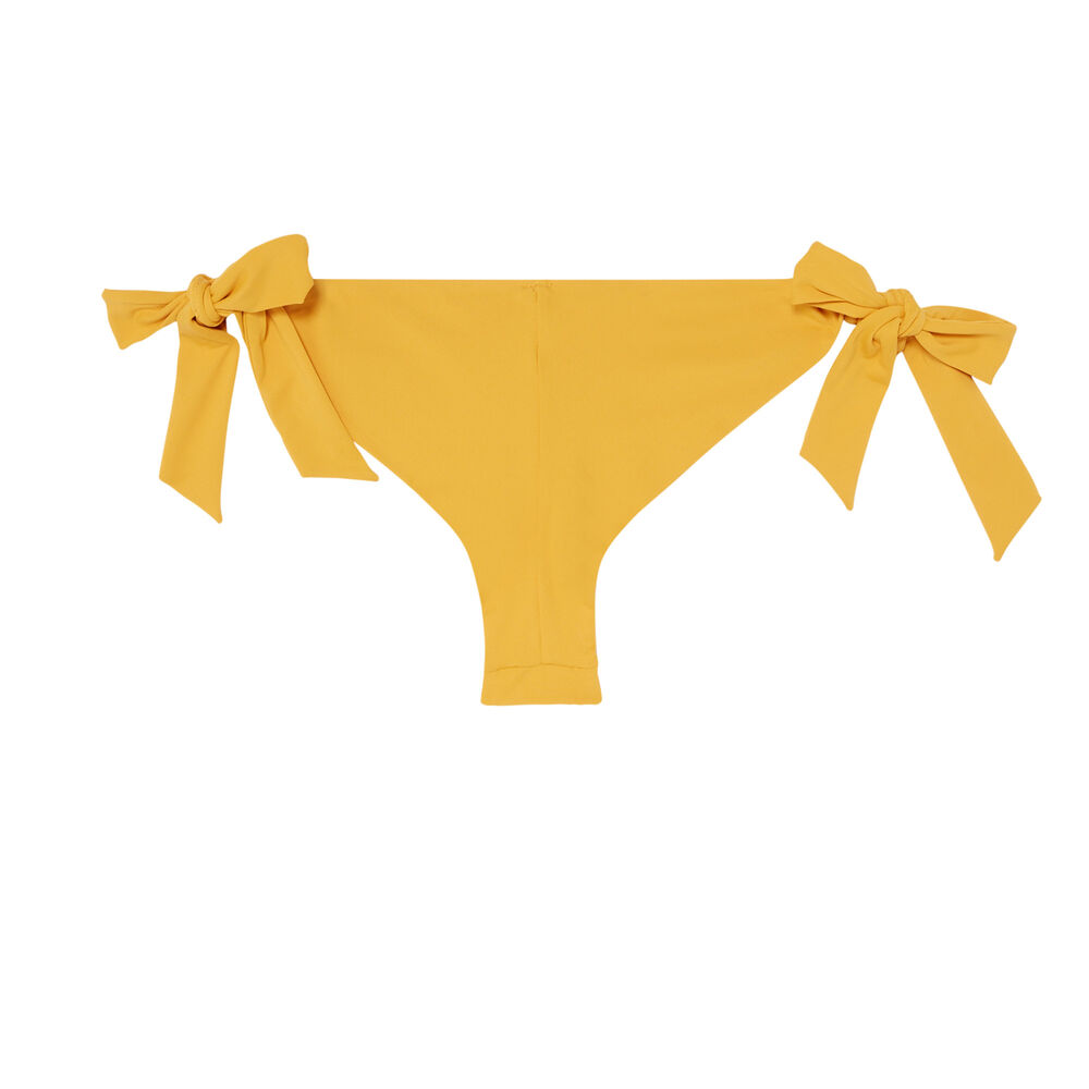 Bas de maillot tanga à détail noeuds - jaune jaune.