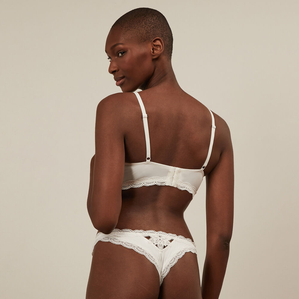 Soutien-gorge push micro et dentelle - blanc blanc.