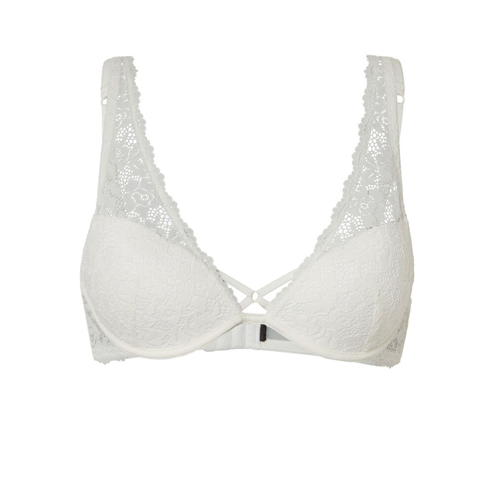 Soutien-gorge ampliforme foulard en dentelle fleurie - écru ecru.