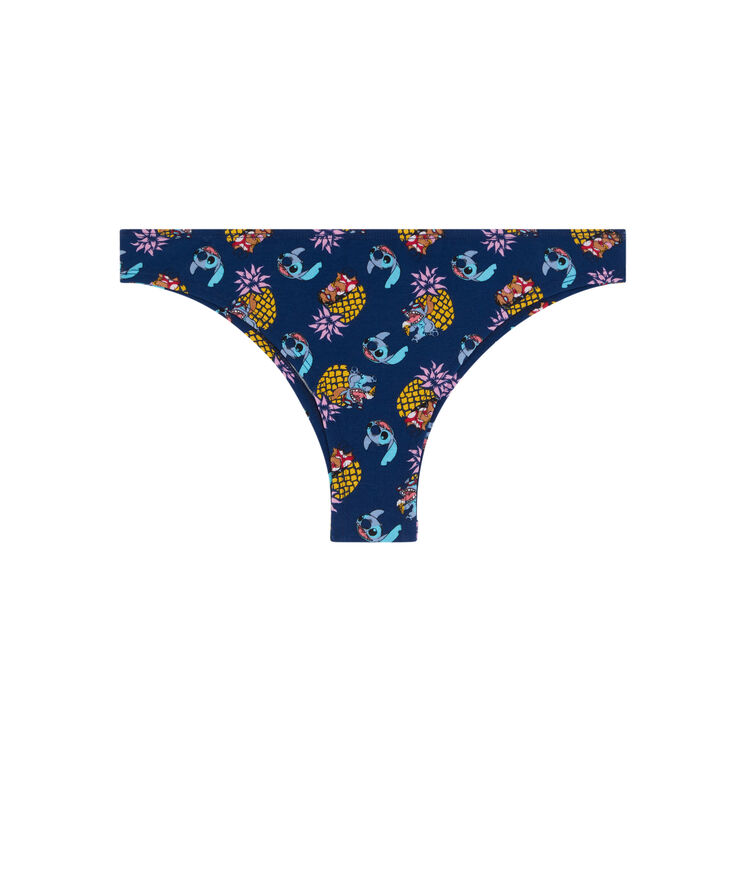 Tanga en coton imprimé stitch stitchgrimaciz bleu.